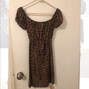 Reformation off the shoulder leopard dress